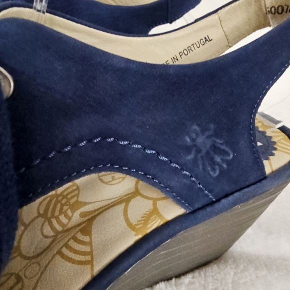 Fly London Bold Blue Yifa Leather Lace-Up Cut Out Sling Back Wedges Size 10-10.5 - Picture 7 of 16